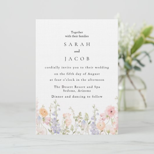 Wildflower Boho Garden Wedding Invitation 招待状 (スタンド正面)