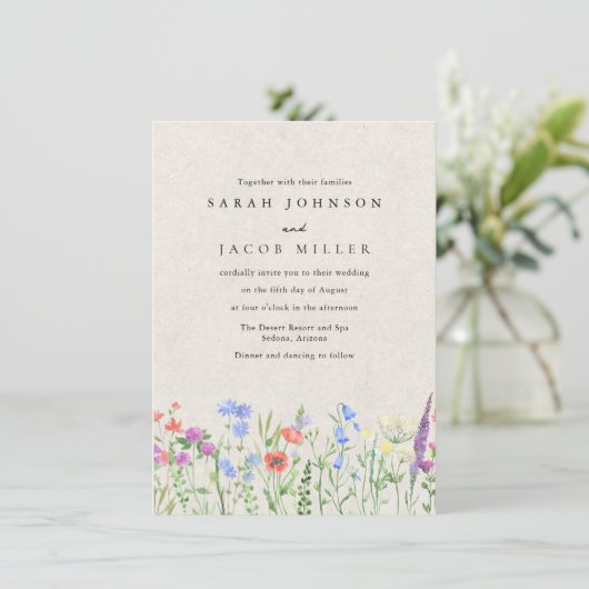 Wildflower Boho Garden Wedding Invitation 招待状 (スタンド正面)