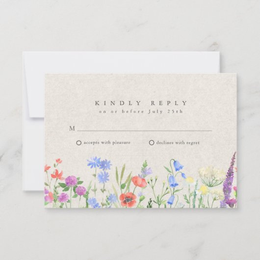 Wildflower Boho Garden Wedding RSVP  (正面)