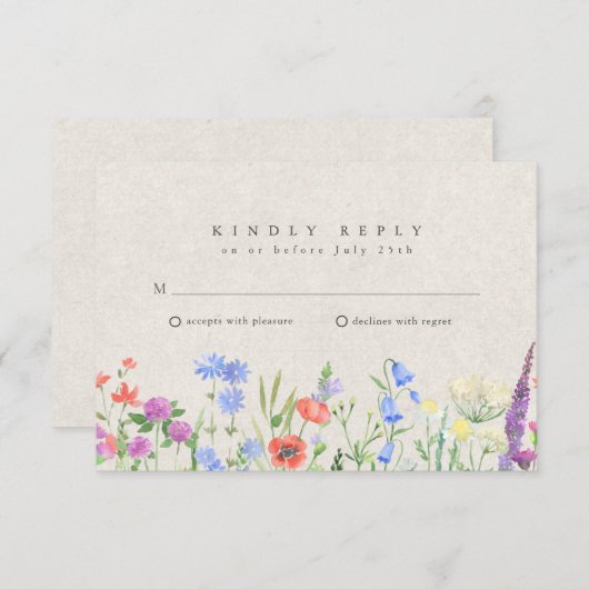 Wildflower Boho Garden Wedding RSVP  (正面/裏面)