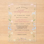 Wildflower Boho Girl 1st Birthday Party アクリル招待状 (正面)