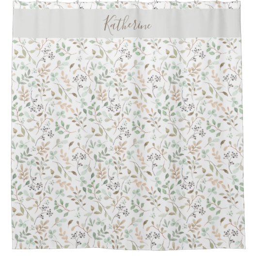  Wildflower  Boho Personalized シャワーカーテン (正面)