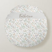 Wildflower Boho Personalized ラウンドクッション (正面)