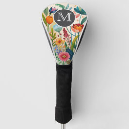 Wildflower Boho Watercolor Golf Head Cover ゴルフヘッドカバー
