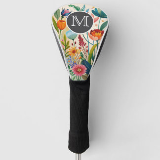 Wildflower Boho Watercolor Golf Head Cover ゴルフヘッドカバー