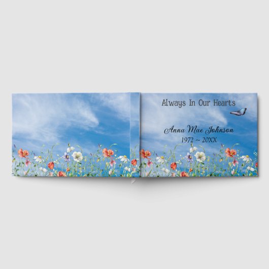 Wildflower Border With Butterfly Memorial Service ゲストブック (全面)