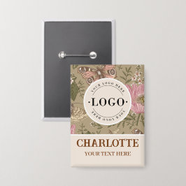 Wildflower Botanicalフローラビジネスロゴ名タグ 缶バッジ