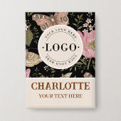 Wildflower Botanicalフローラビジネスロゴ名タグ 缶バッジ (正面)