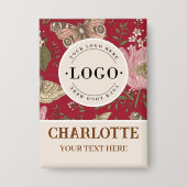 Wildflower Botanicalフローラビジネスロゴ名タグ 缶バッジ (正面)