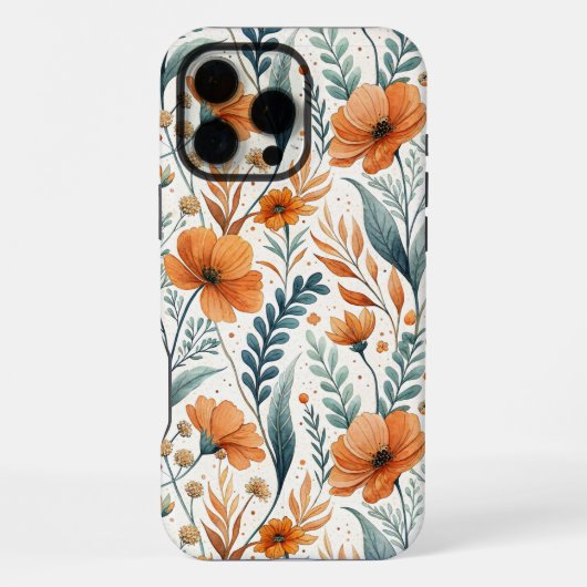 Wildflower Botanical Boho Floral Watercolor iPhoneケース (裏面)