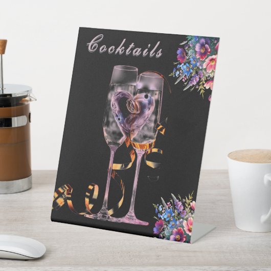 Wildflower Botanical Cocktails Wedding Tabletop 台座サイン (インサイチュ)