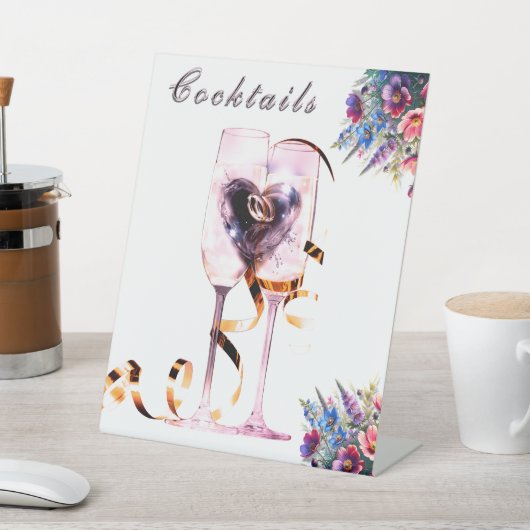 Wildflower Botanical Cocktails Wedding Tabletop 台座サイン (インサイチュ)