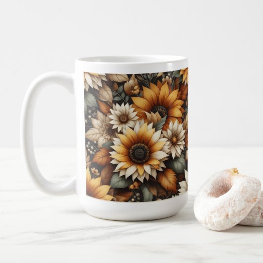 Wildflower Botanical Design 🌷 coffee mug 15oz コーヒーマグカップ (ドーナツ)
