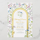 Wildflower Botanical Floral Rehearsal Dinner 箔招待状 (正面)