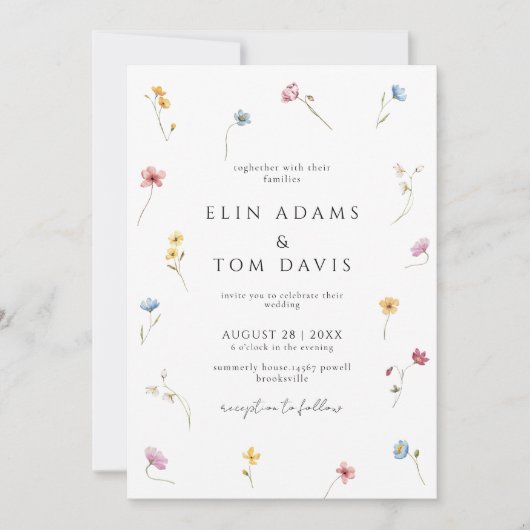 Wildflower Botanical Floral Wedding Invitation 招待状 (正面)