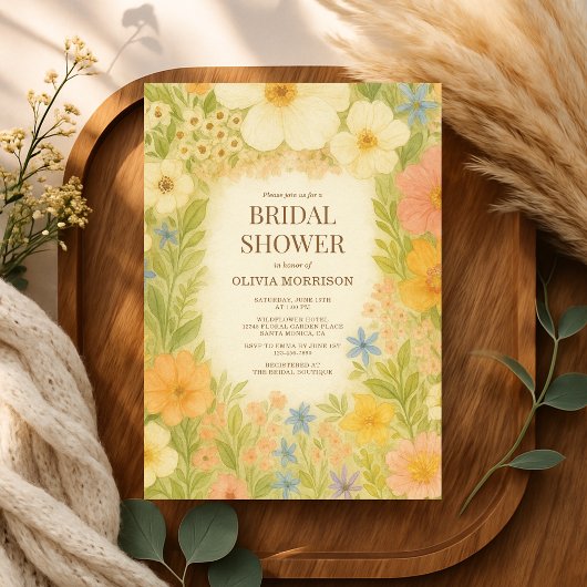 Wildflower Botanical Garden Floral Bridal Shower 招待状
