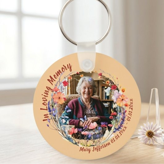 Wildflower Botanical Memorial Photo Keychain キーホルダー