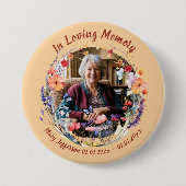 Wildflower Botanical Memorial Remembrance Photo 缶バッジ (正面)