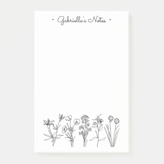 Wildflower Botanical Pretty Floral Garden Name ポストイット (正面)