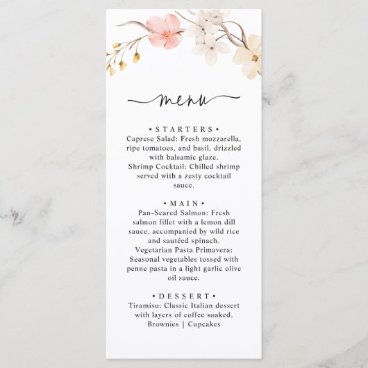 Wildflower Botanical Spring Garden Wedding メニュー (正面)