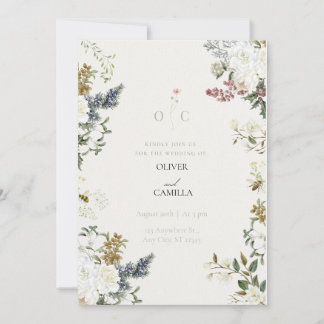 Wildflower Botanical Wedding Invitation Template  招待状