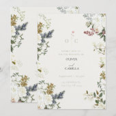 Wildflower Botanical Wedding Invitation Template 招待状 (正面/裏面)