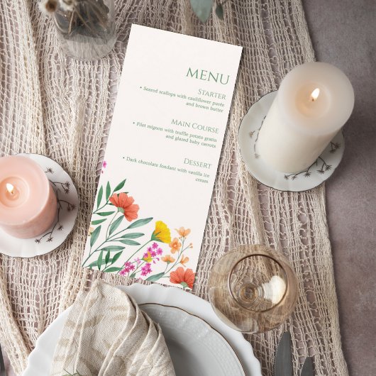 Wildflower Botanical Wedding Menu Card メニュー
