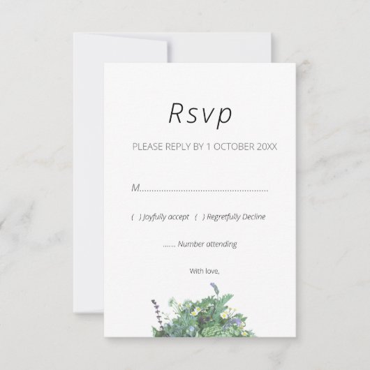 Wildflower Botanical Wedding RSVP Card (正面)