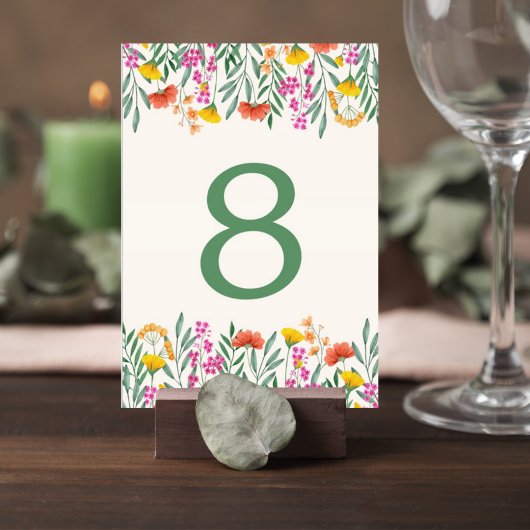 Wildflower Botanical Wedding Table Number Card テーブルナンバー
