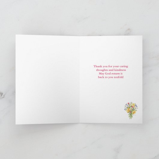 Wildflower Bouquet Christian Godに感謝 カード (内部)