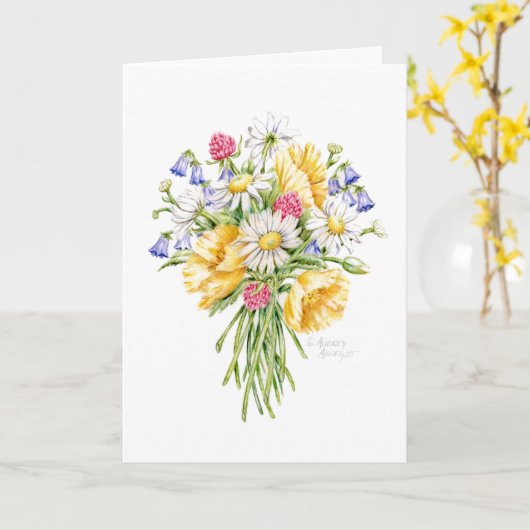 Wildflower Bouquet Christian Godに感謝 カード (黄色い花)