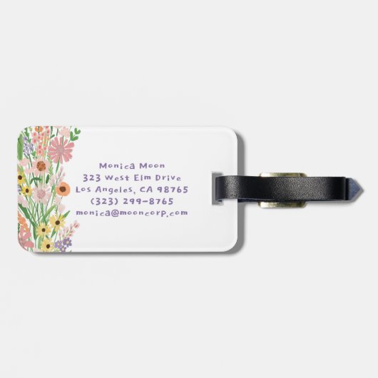 Wildflower Bouquet Handpainted Gouache Custom Name ラゲッジタグ (裏面横)