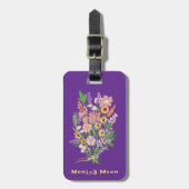 Wildflower Bouquet Handpainted Gouache Custom Name ラゲッジタグ (正面縦)