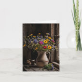 Wildflower Bouquet In Old Jug Note Card カード (正面)