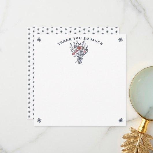 Wildflower Bouquet Rustic Whimsical Bridal Shower  サンキューカード (正面/裏面インサイチュ)