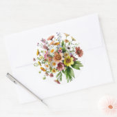Wildflower Bouquet Sticker | Colorful Botanical  ラウンドシール (封筒)