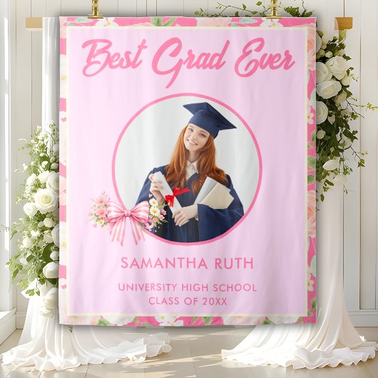 Wildflower Bow Best Grad Ever 卒業フォトバック タペストリー