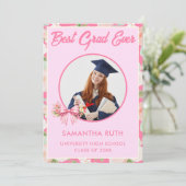 Wildflower Bow Best Grad Ever 卒業式 写真 案内状 (スタンド正面)