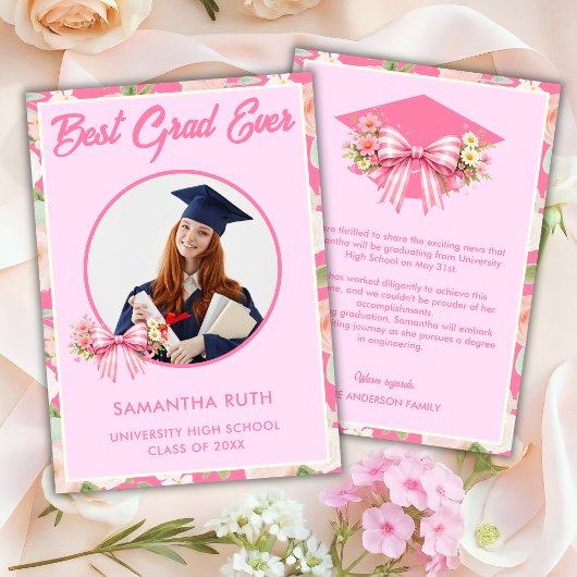Wildflower Bow Best Grad Ever 卒業式 写真 案内状