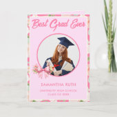 Wildflower Bow Best Grad Ever Photo Graduation カード (正面)