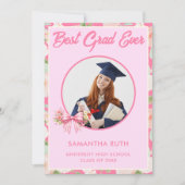 Wildflower Bow Best Grad Ever Photo Graduation 招待状 (正面)