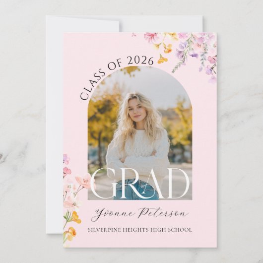 Wildflower & Bow Graduation Invitation 招待状 (裏面)