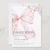 Wildflower & Bow Graduation Invitation 招待状 (正面)