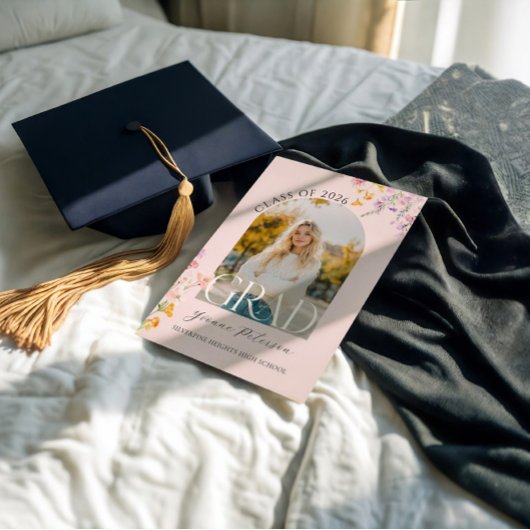 Wildflower & Bow Graduation Invitation 招待状