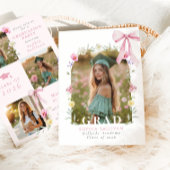 Wildflower Bow Graduation party Photo Collage 招待状