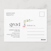 Wildflower Bow Graduation Party Photo Invitation ポストカード (裏面)