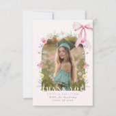 Wildflower Bow Graduation Photo サンキューカード (正面)