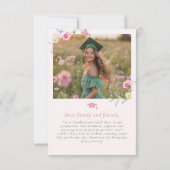 Wildflower Bow Graduation Photo サンキューカード (裏面)