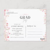 Wildflower Bow Photo Collage Graduation Invitation ポストカード (裏面)