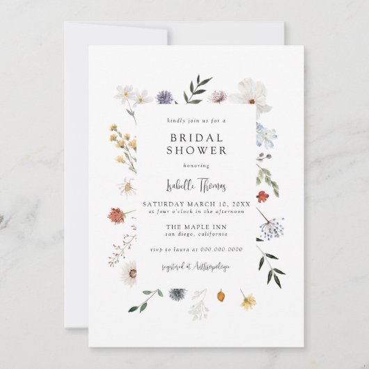 Wildflower Bridal Shower 招待状 (正面)